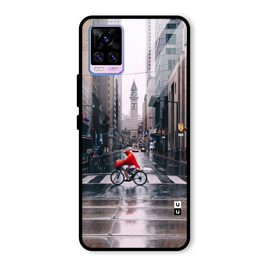 Red Bicycle Street Glass Back Case for Vivo V20 Pro
