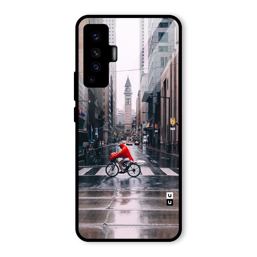 Red Bicycle Street Glass Back Case for Vivo X50
