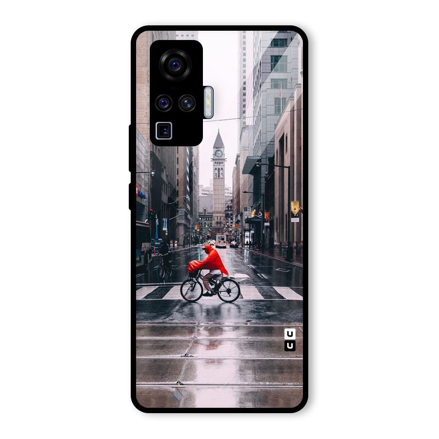 Red Bicycle Street Glass Back Case for Vivo X50 Pro