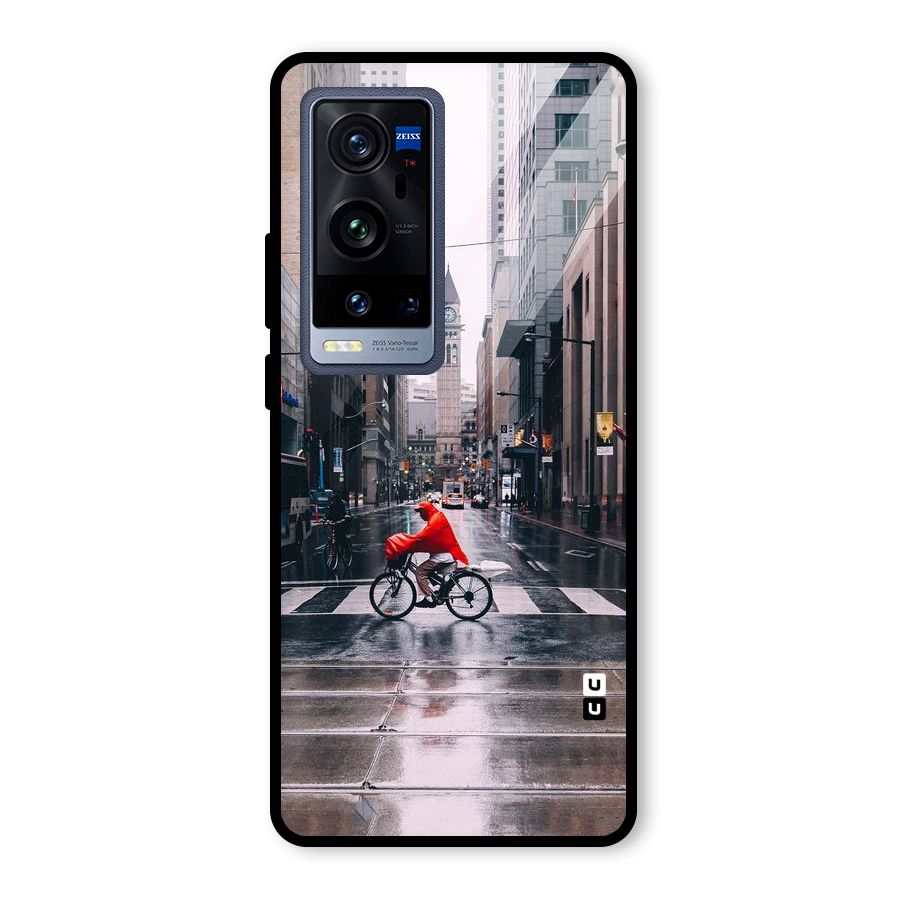 Red Bicycle Street Glass Back Case for Vivo X60 Pro Plus