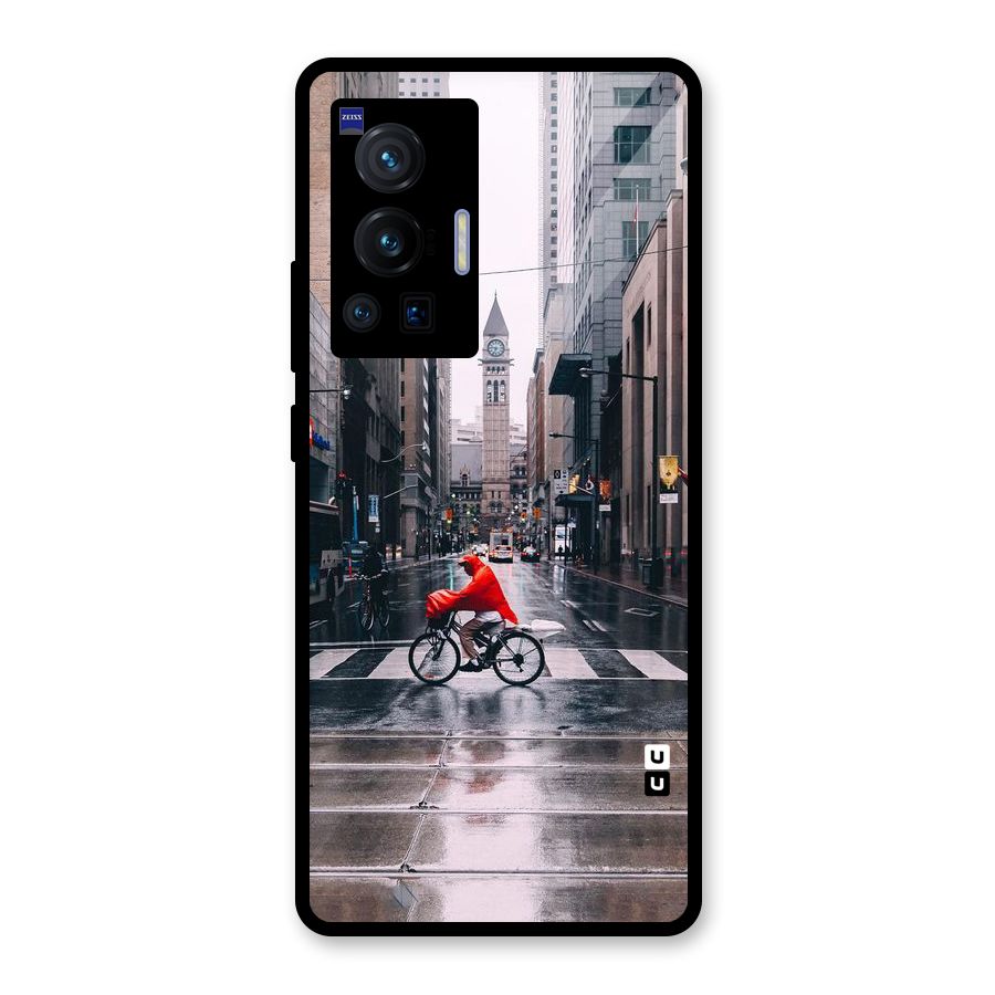Red Bicycle Street Glass Back Case for Vivo X70 Pro