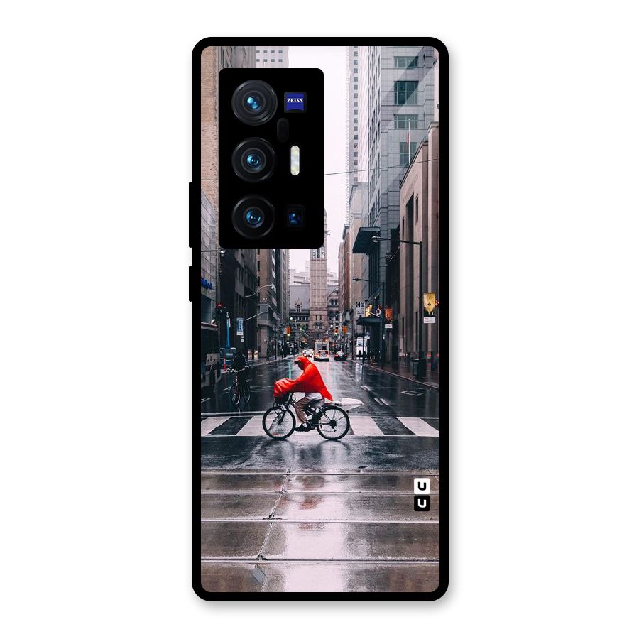 Red Bicycle Street Glass Back Case for Vivo X70 Pro Plus