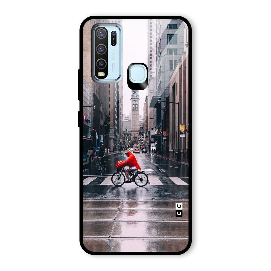 Red Bicycle Street Glass Back Case for Vivo Y50