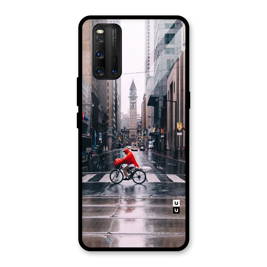 Red Bicycle Street Glass Back Case for Vivo iQOO 3