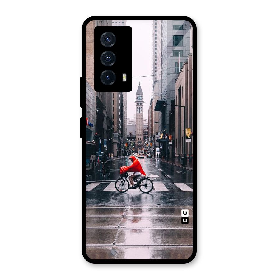 Red Bicycle Street Glass Back Case for Vivo iQOO Z5