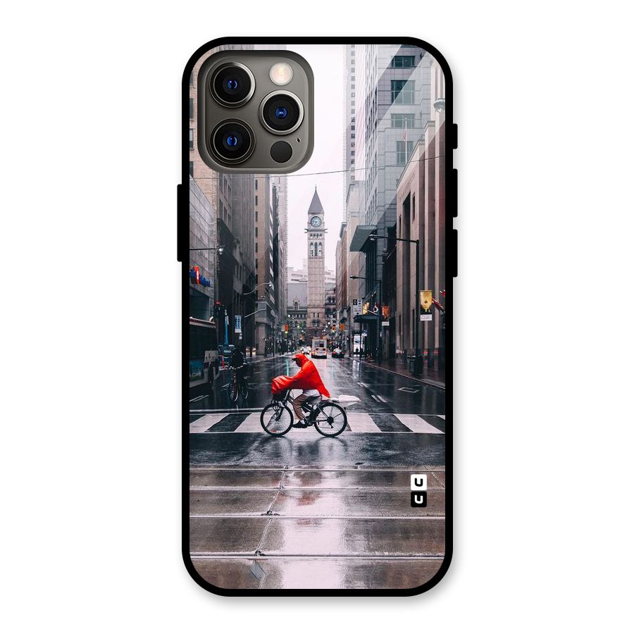 Red Bicycle Street Glass Back Case for iPhone 12 Pro