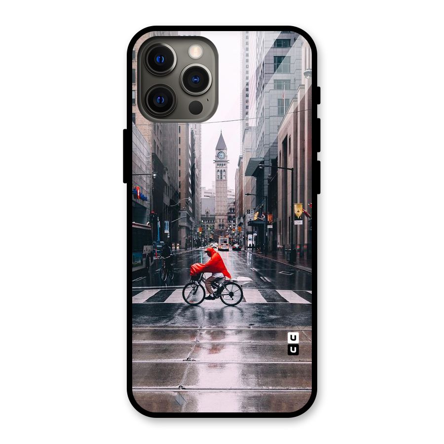 Red Bicycle Street Glass Back Case for iPhone 12 Pro Max