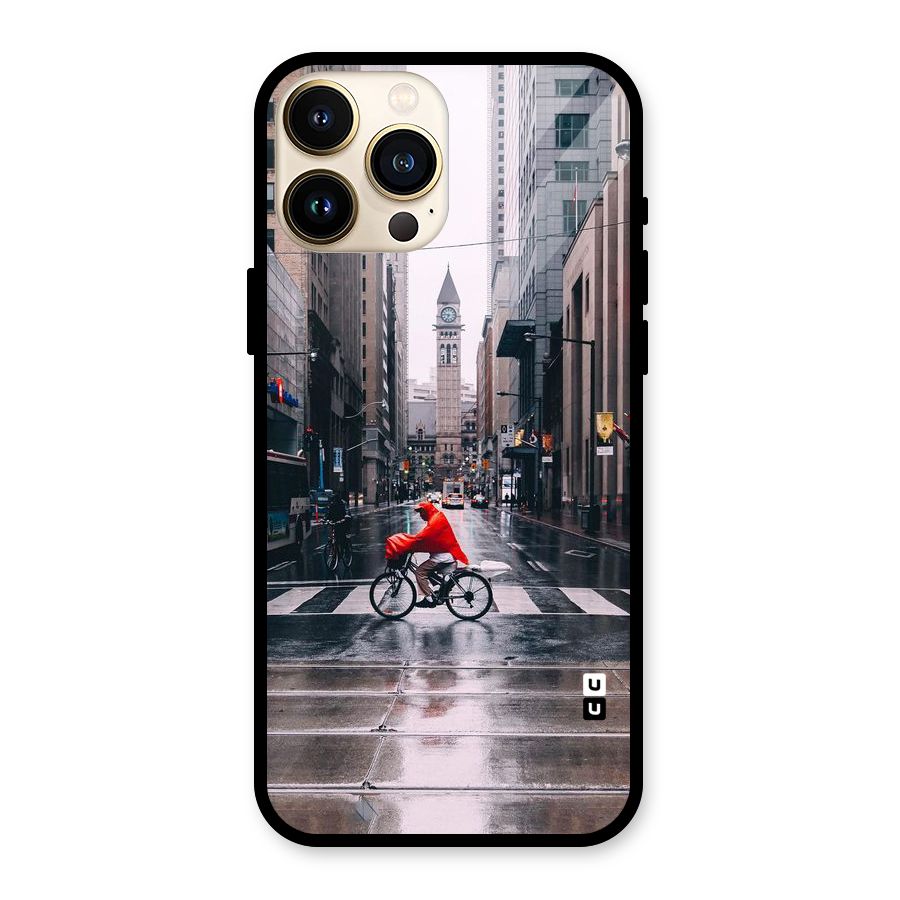 Red Bicycle Street Glass Back Case for iPhone 13 Pro Max