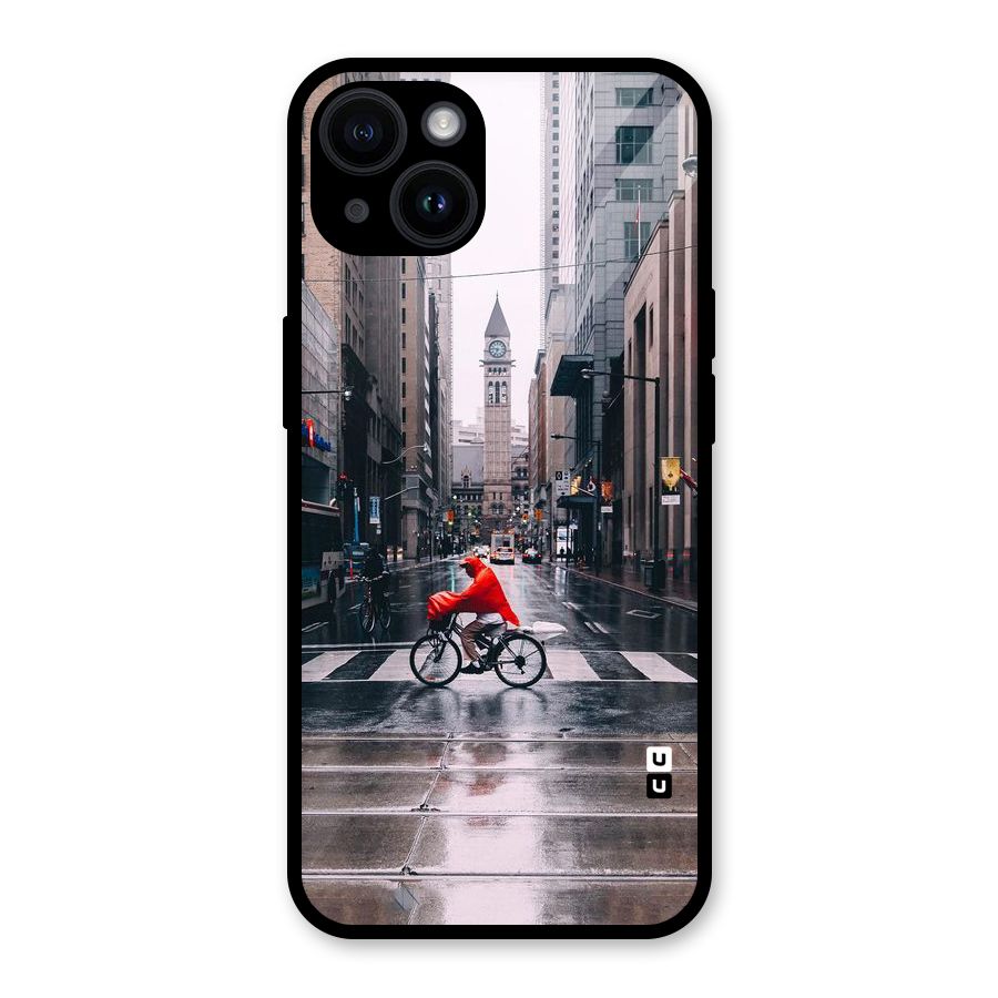 Red Bicycle Street Glass Back Case for iPhone 14