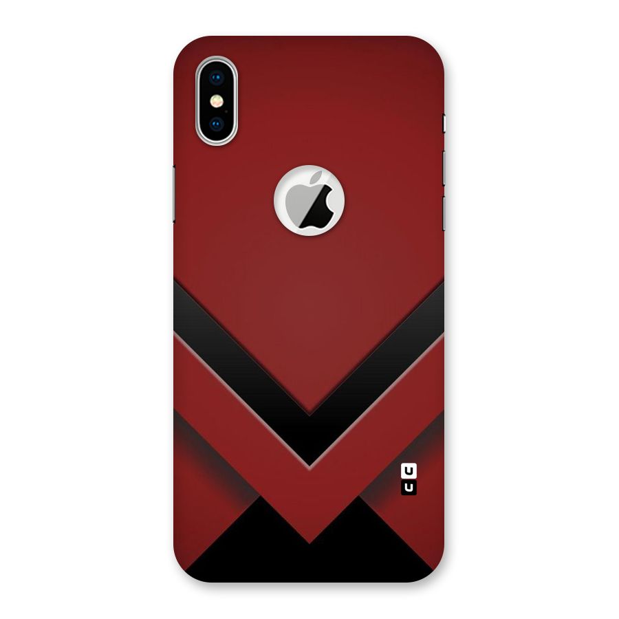 Red Black Fold Back Case for iPhone XS Logo Cut