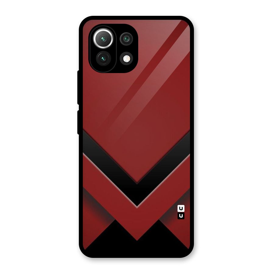 Red Black Fold Glass Back Case for Mi 11 Lite