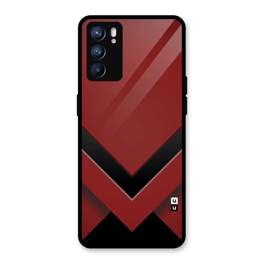 Red Black Fold Glass Back Case for Oppo Reno6 5G
