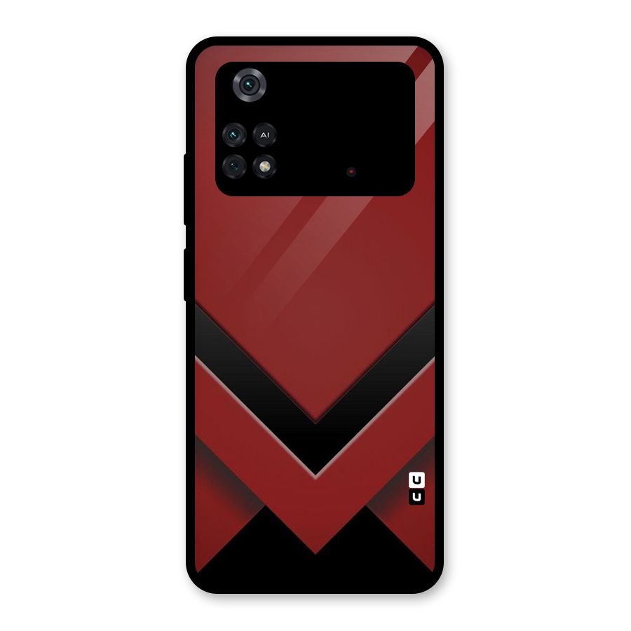 Red Black Fold Glass Back Case for Poco M4 Pro 4G