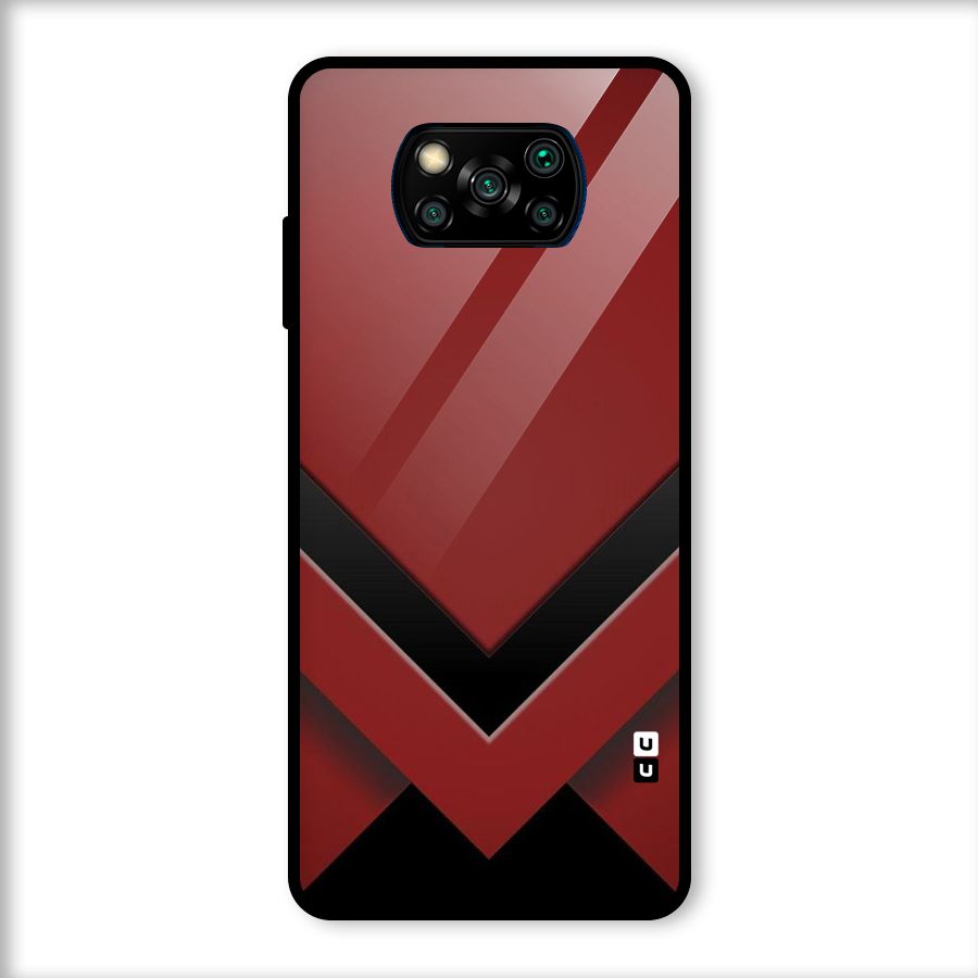 Red Black Fold Glass Back Case for Poco X3