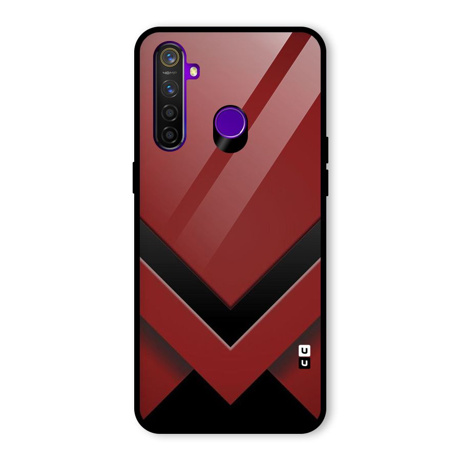 Red Black Fold Glass Back Case for Realme 5 Pro