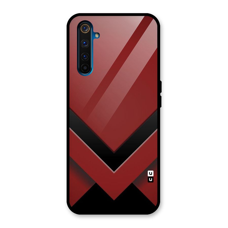 Red Black Fold Glass Back Case for Realme 6 Pro