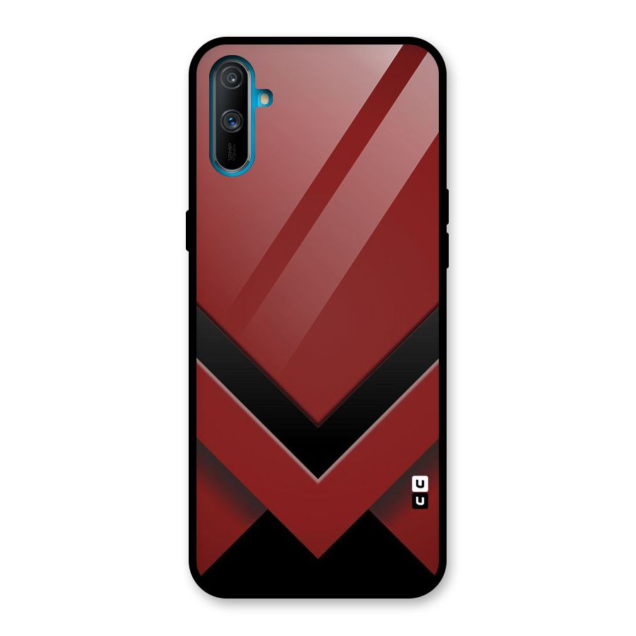 Red Black Fold Glass Back Case for Realme C3