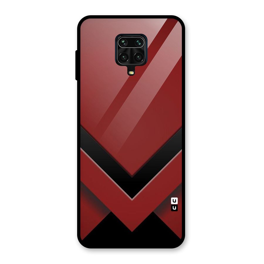 Red Black Fold Glass Back Case for Redmi Note 9 Pro