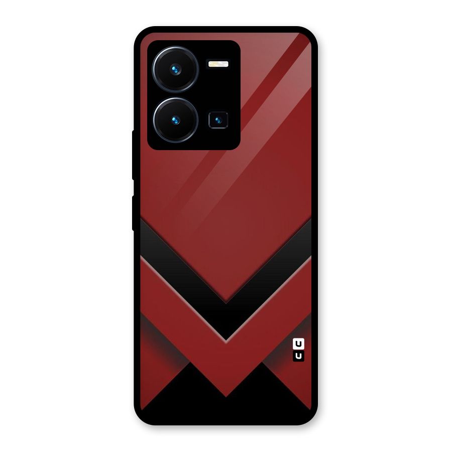 Red Black Fold Glass Back Case for Vivo Y35