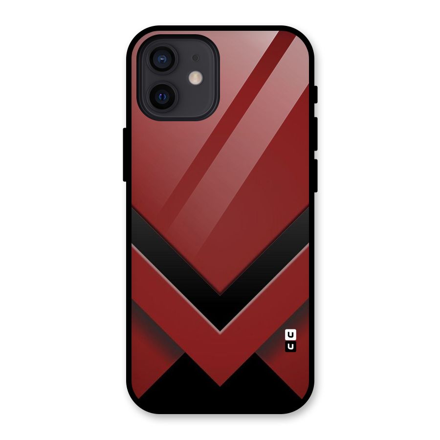 Red Black Fold Glass Back Case for iPhone 12