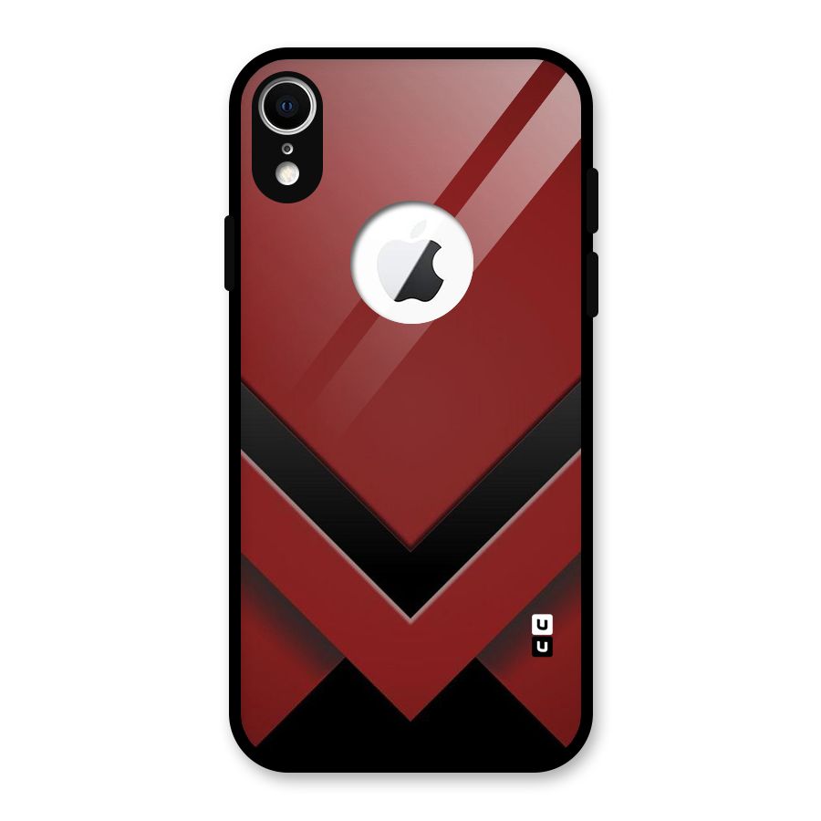 Red Black Fold Glass Back Case for iPhone XR Logo Cut