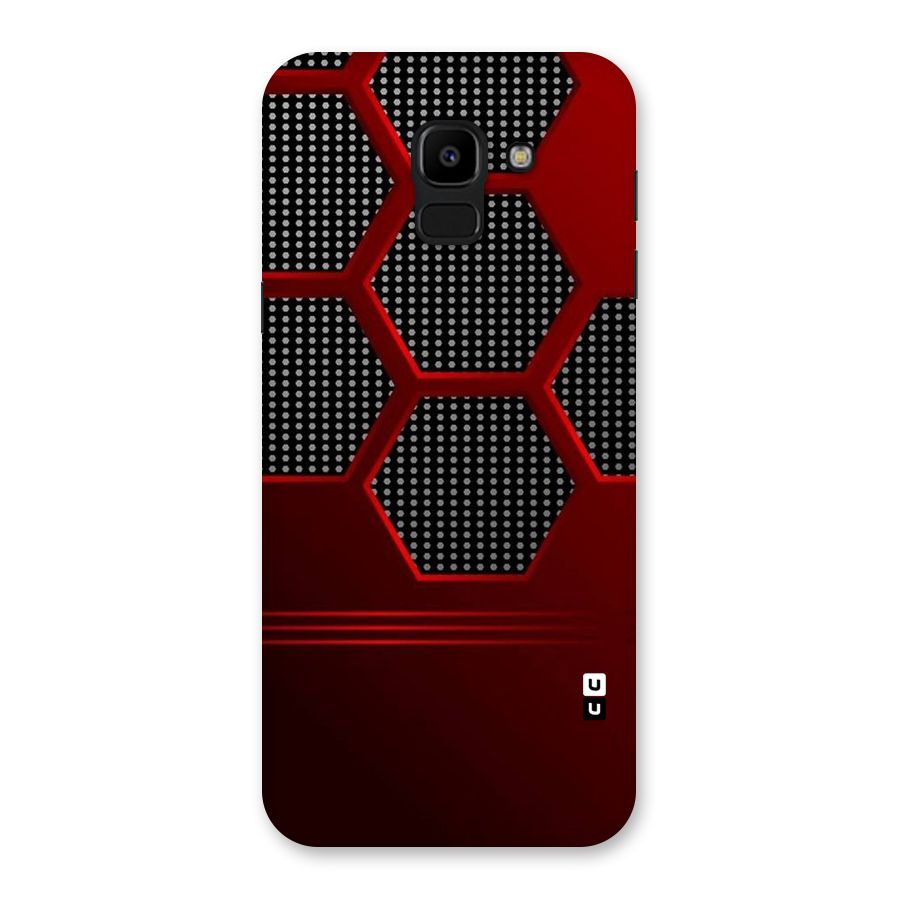 Red Black Hexagons Back Case for Galaxy J6