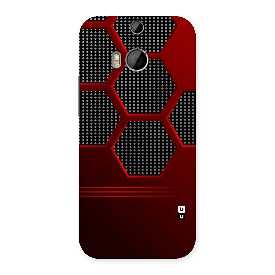 Red Black Hexagons Back Case for HTC One M8