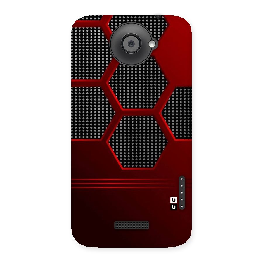 Red Black Hexagons Back Case for HTC One X