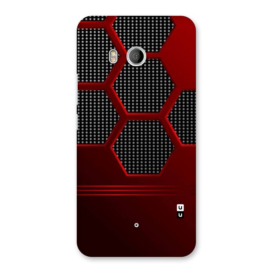 Red Black Hexagons Back Case for HTC U11