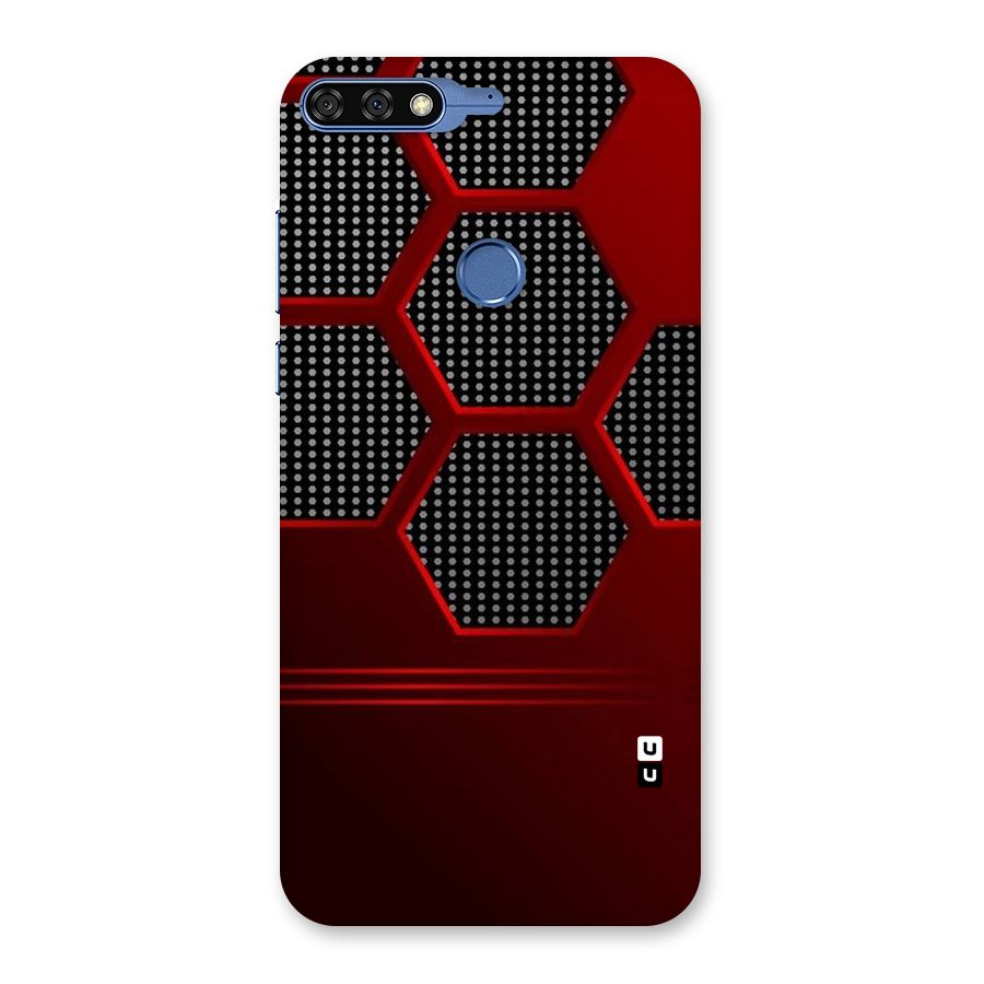 Red Black Hexagons Back Case for Honor 7C