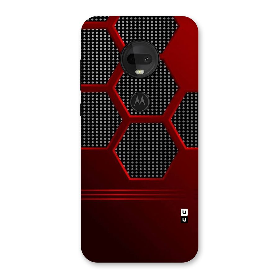 Red Black Hexagons Back Case for Moto G7