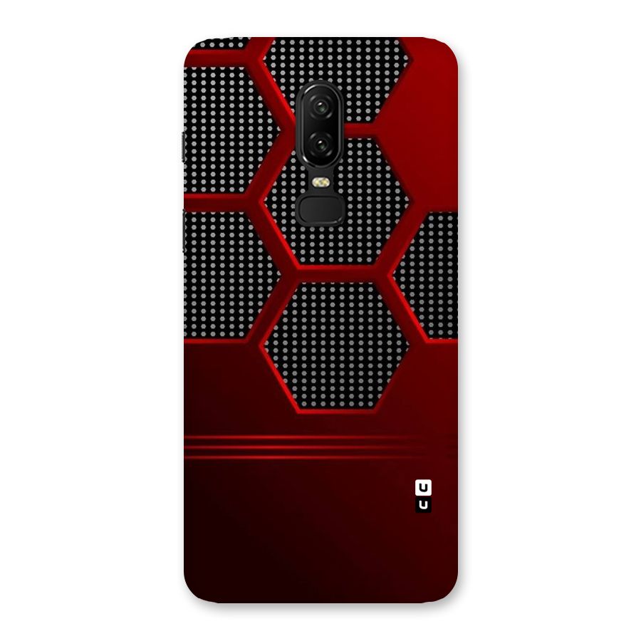 Red Black Hexagons Back Case for OnePlus 6