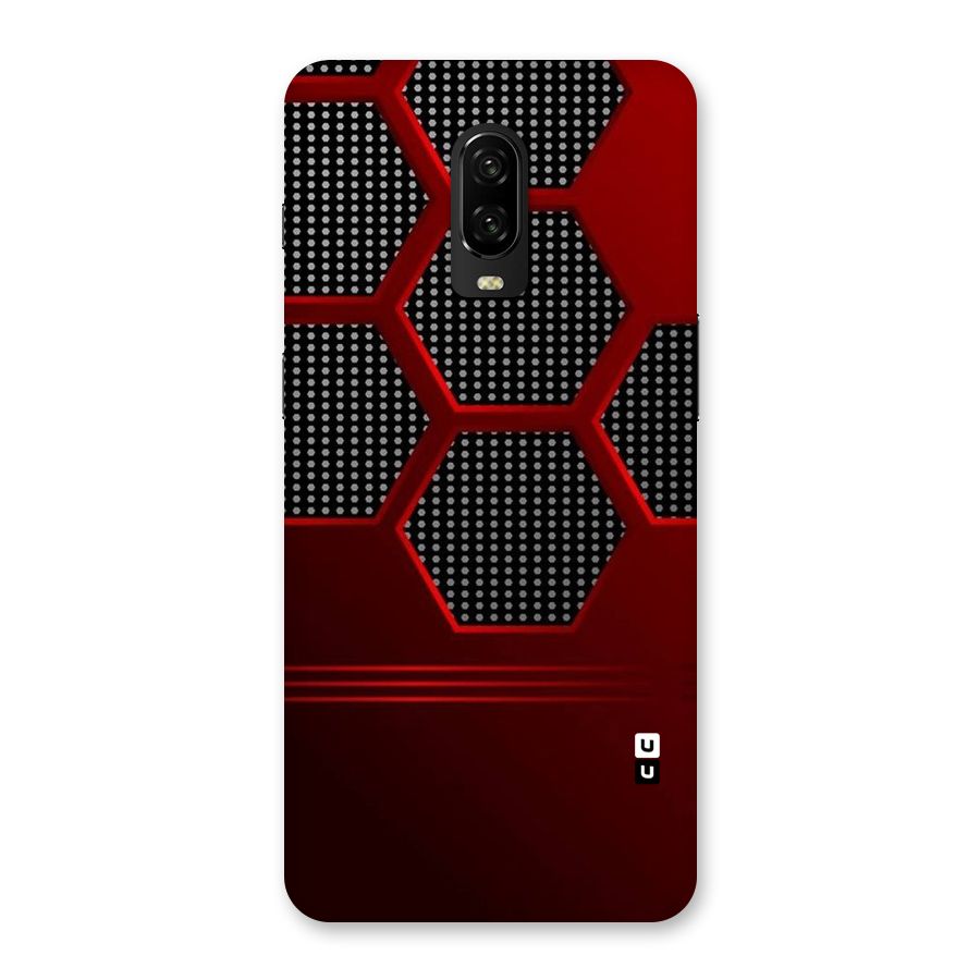 Red Black Hexagons Back Case for OnePlus 6T