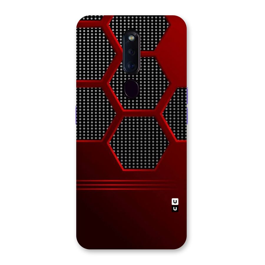 Red Black Hexagons Back Case for Oppo F11 Pro