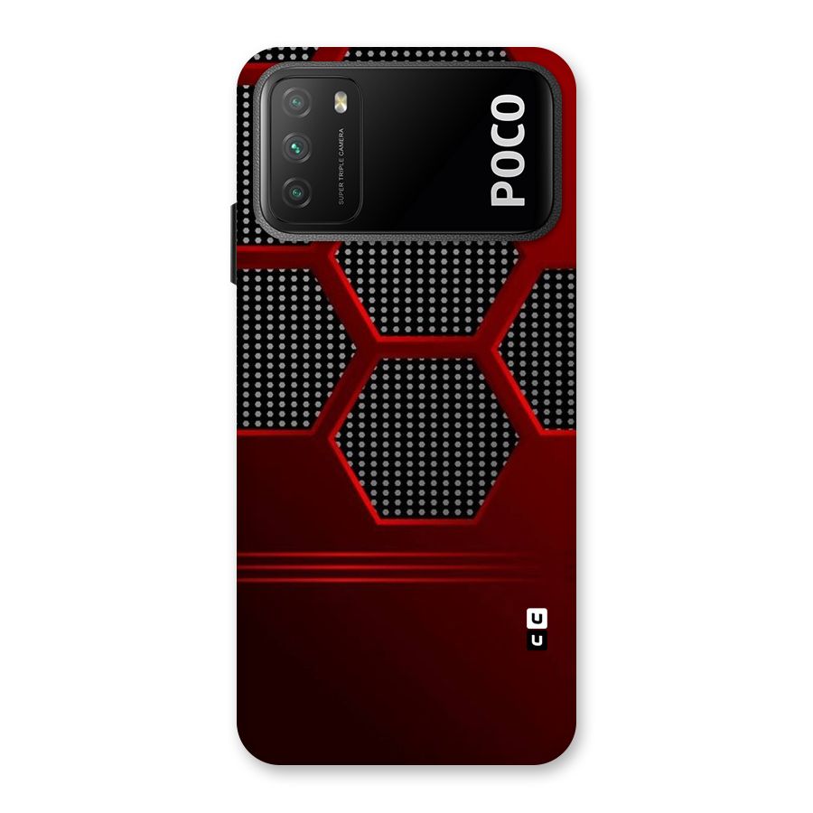 Red Black Hexagons Back Case for Poco M3