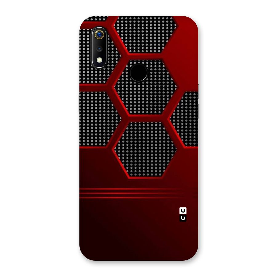 Red Black Hexagons Back Case for Realme 3
