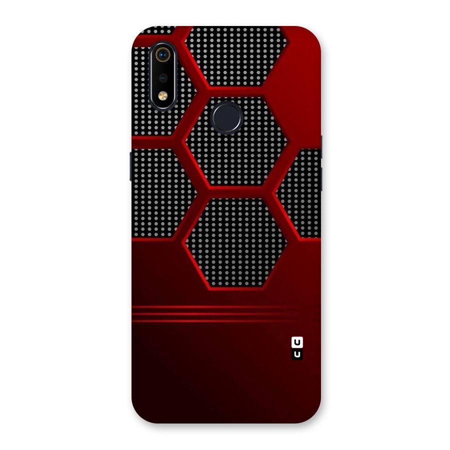 Red Black Hexagons Back Case for Realme 3i