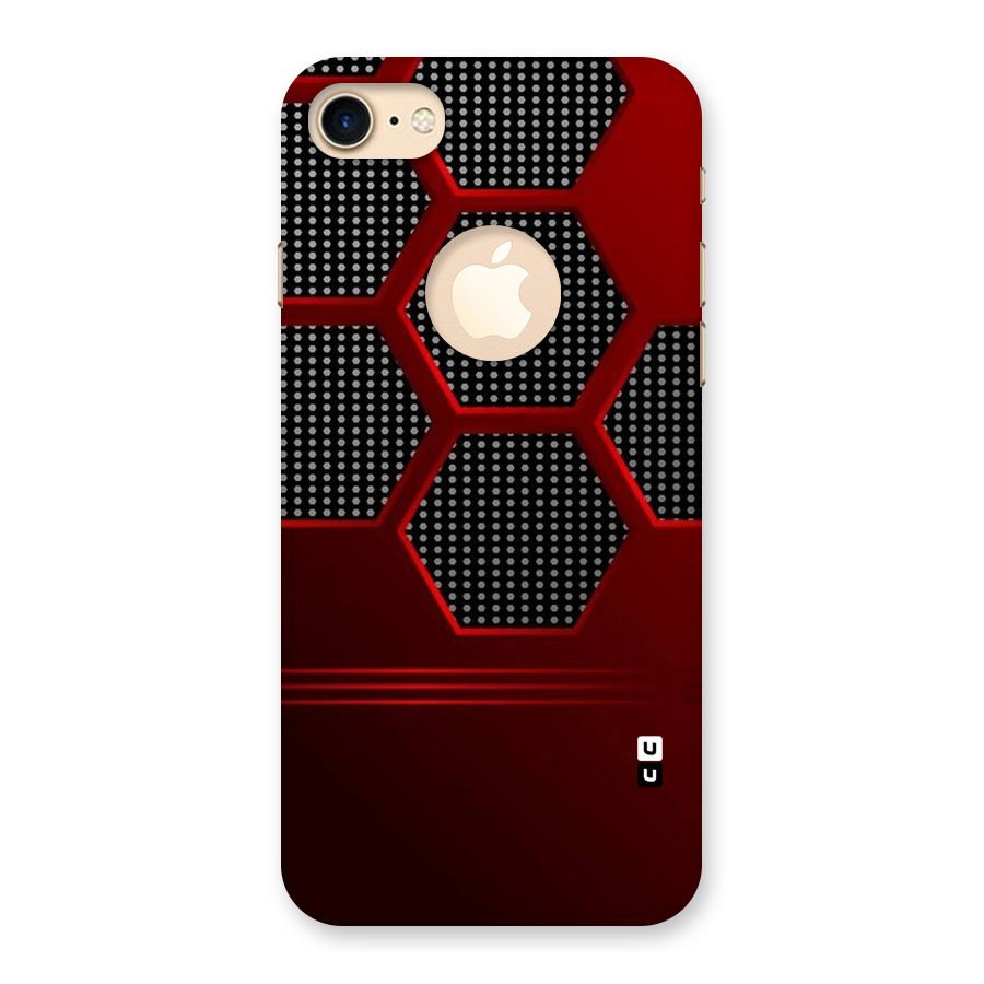 Red Black Hexagons Back Case for iPhone 8 Logo Cut
