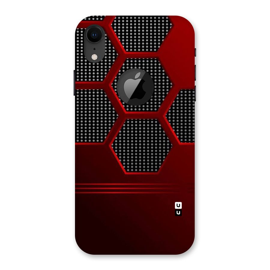 Red Black Hexagons Back Case for iPhone XR Logo Cut