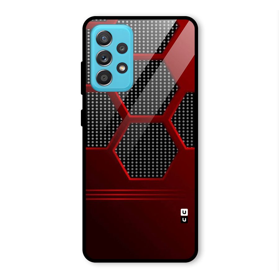 Red Black Hexagons Glass Back Case for Galaxy A52s 5G
