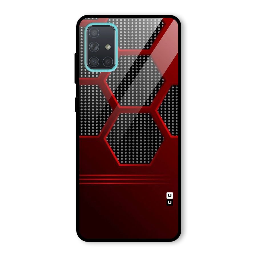Red Black Hexagons Glass Back Case for Galaxy A71