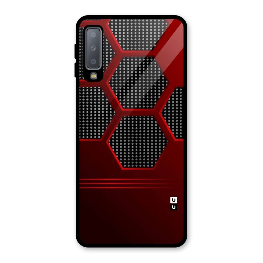 Red Black Hexagons Glass Back Case for Galaxy A7 (2018)