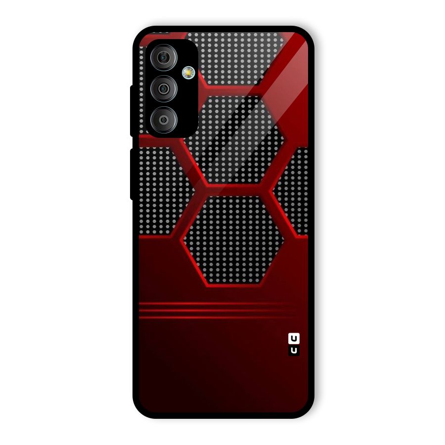 Red Black Hexagons Glass Back Case for Galaxy F23
