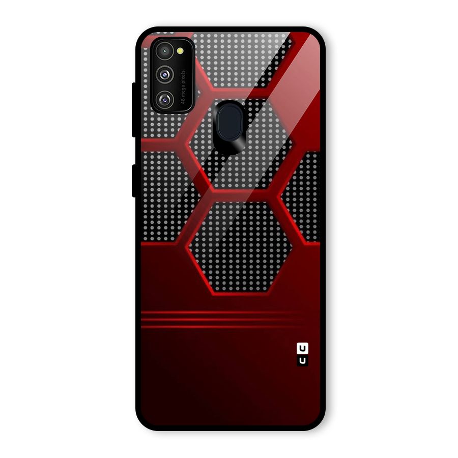 Red Black Hexagons Glass Back Case for Galaxy M30s