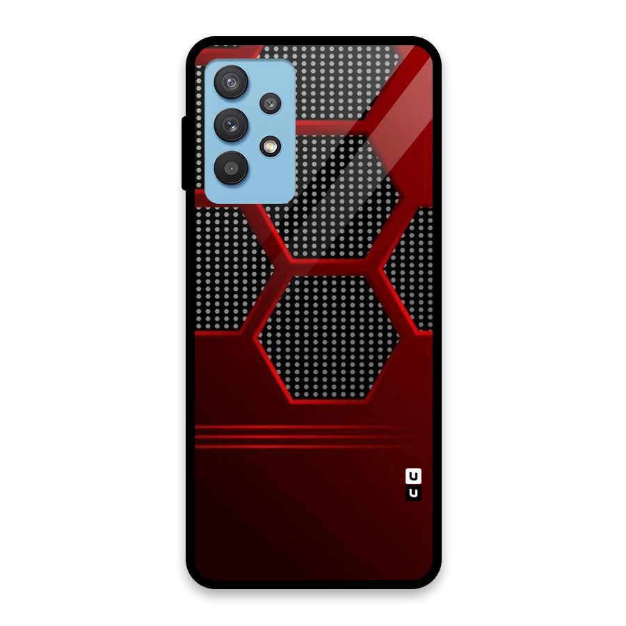 Red Black Hexagons Glass Back Case for Galaxy M32 5G