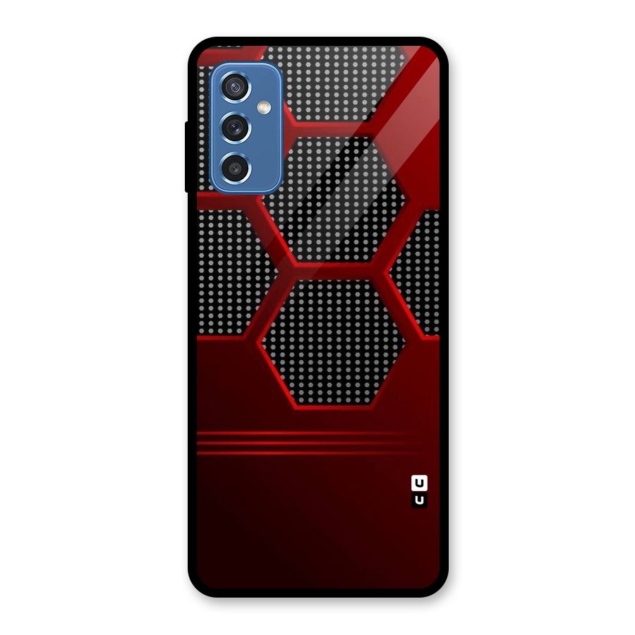 Red Black Hexagons Glass Back Case for Galaxy M52 5G