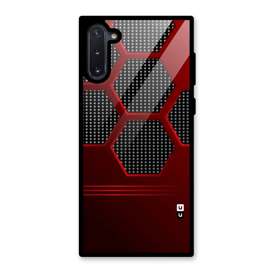 Red Black Hexagons Glass Back Case for Galaxy Note 10