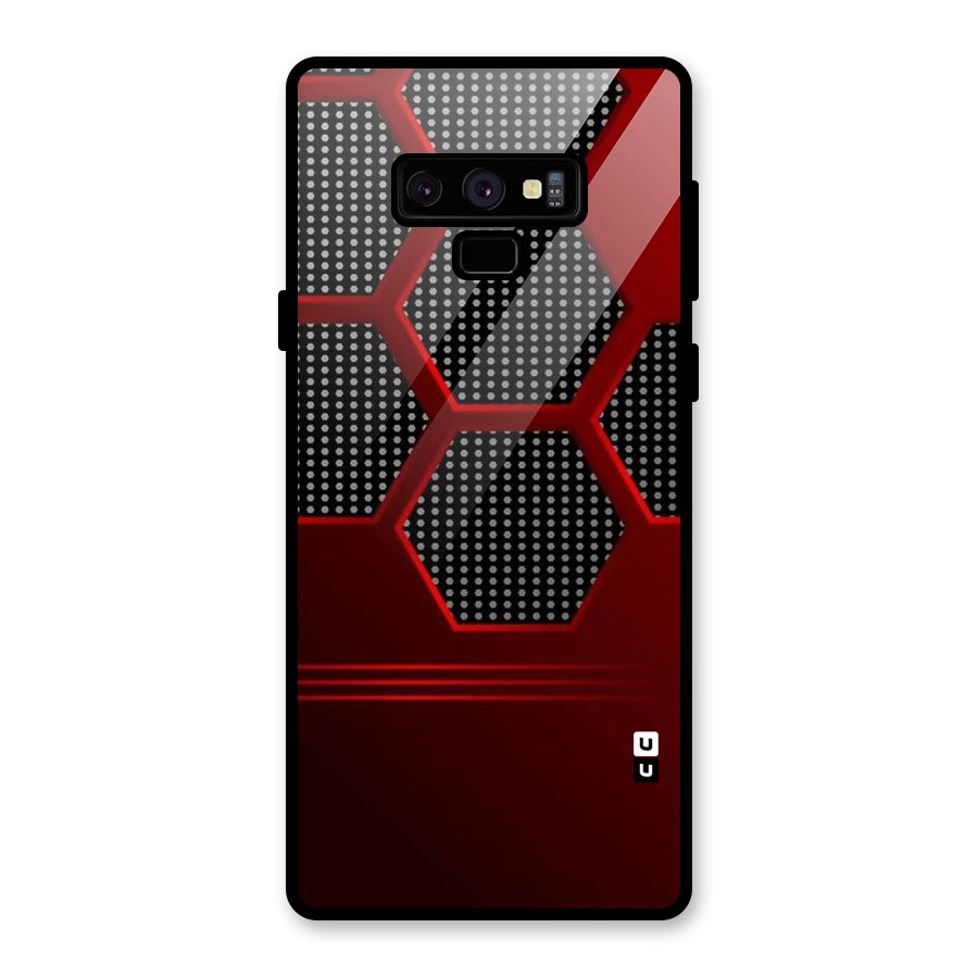 Red Black Hexagons Glass Back Case for Galaxy Note 9