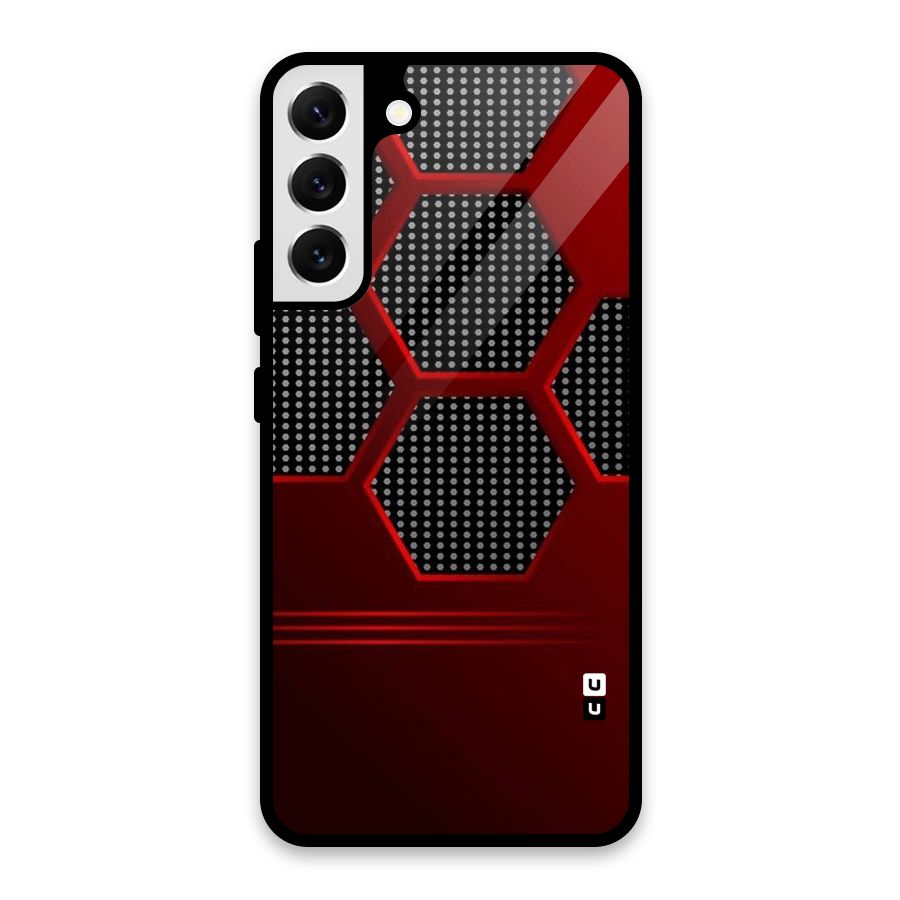 Red Black Hexagons Glass Back Case for Galaxy S22 Plus 5G