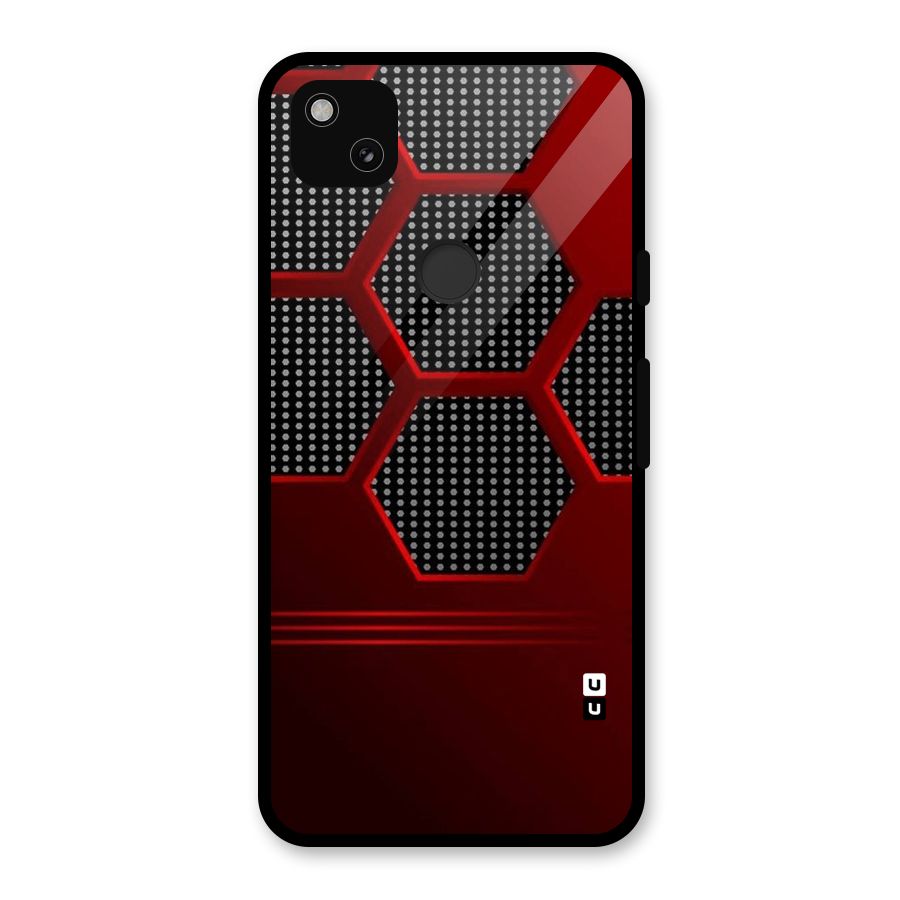 Red Black Hexagons Glass Back Case for Google Pixel 4a